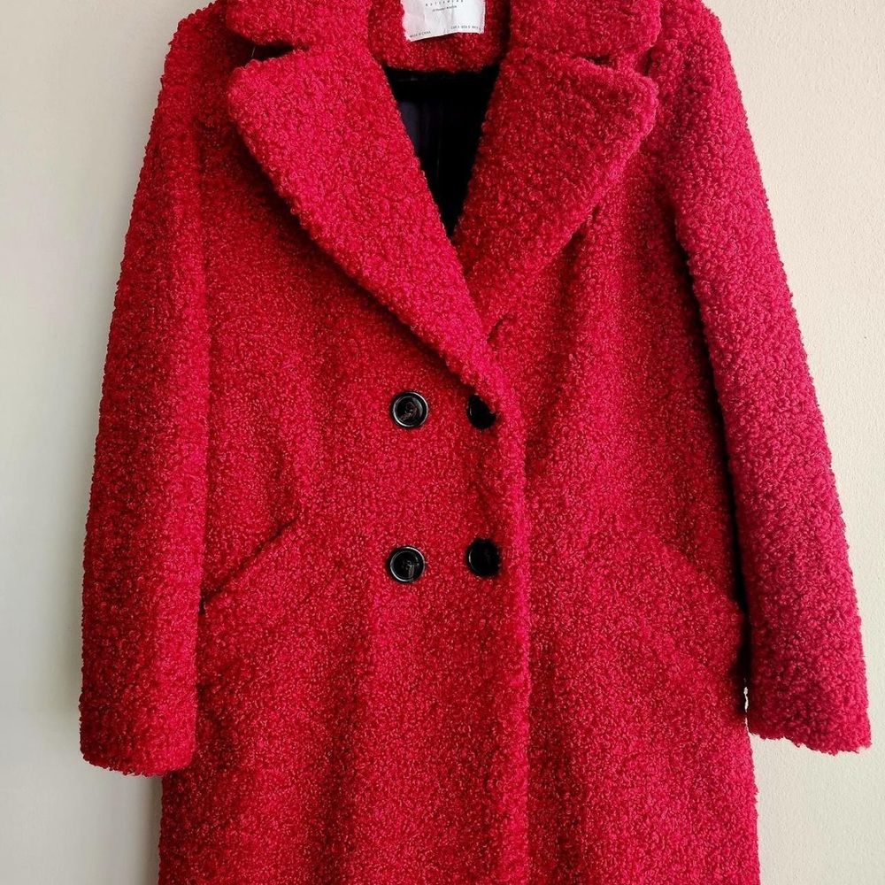 Zara Women's Vibrant Red Teddy Jacket
